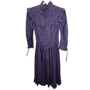 VINTAGE X ACT 1 Purple Western Prairie High Neck Country Belted Dress 12
